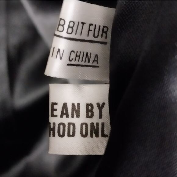 LEARSI! STUNNING BLACK GENUINE RABBIT FUR COAT, JACKET, STYLED LIKE A MINK! SZ M - Picture 12 of 13